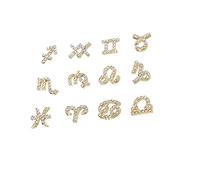 FONDOTIN 12pcs Alloy Manicure Ornament with Delicate Zodiac Sign Rhinestones Chic Nail Art DIY Decor for Stylish Nail Decoration