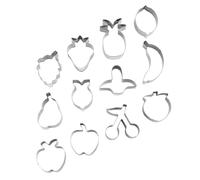 FONDOTIN 12pcs Biscuit Mold Bake Cookies Fruit and Veg Shapes Molds Fruit Cutters Tin Round Thanksgiving Shaped Hello Stainless Steel