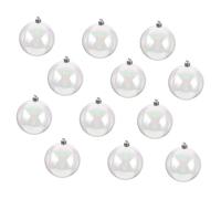 FONDOTIN 12pcs Christmas Hanging Balls 8cm Delicate Pearl Xmas Ornament Balls for Tree Festival Decoration Holiday Party Supplies