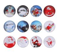 FONDOTIN 12Pcs Christmas Magnetic Glass Fridge Magnets Set, Decorative Refrigerator Magnets for Kitchen and Holiday Home, Assorted Funny Magnetic Decals