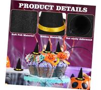 FONDOTIN 12pcs Halloween Tiny Witch Hats Wine Bottle Caps Black Mini Decorative Props Party Supplies Safe Festive Photo Props for Family and Friends