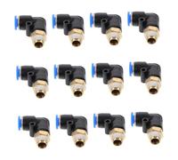 FONDOTIN 12pcs Pneumatic Right Angle Quick Connector Fittings Hose Adapter Plug for PU PE Air Tubes Black