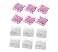 FONDOTIN 12pcs Transparent Plastic Eyelash Storage Case with Rosy and Silver Glitter Cards Portable False Eyelash Organizer Box for Sorting and Travel