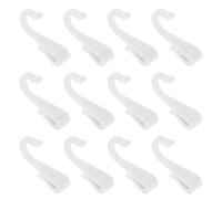 FONDOTIN 12pcs White Plastic Kitchen Cart Hooks with Clip Fasteners, Wire Grid Shelf Hanging Hooks for Kitchen Utensils and Tool Storage on Shelving Rack