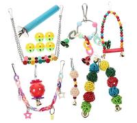 FONDOTIN 13pcs Parrot Swing Toy Interactive Bird Cage Accessories for Chewing and Climbing Parrot Toys for Macaws Lovebirds and Budgies Random Mix