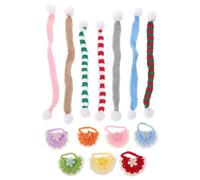 FONDOTIN 14pcs Pet Bib and Scarf Set for Small Pets, 7 Absorbent Bibs with 7 Warm Knitted Scarves, Soft Cotton Material, Suitable for Hamsters, Puppies, and Cats, for Holiday and Everyday