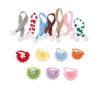 FONDOTIN 14pcs Pet Bib for Small Dogs Cats Soft Knitted Scarves Bibs for Puppy Kitten Christmas Occasion Pet Bandana Neck Accessories
