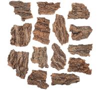 FONDOTIN 14pcs Reptile Tank Cork Bark Hiding Hut and Basking Platform Set Medium Size 8-14cm Natural Tree Bark Pieces for Terrarium Bedding and Fish Tank Decor