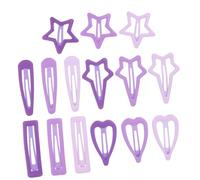 FONDOTIN 15pcs Girls Hair Clips Small Metal Barrettes Set Five-pointed Star, Heart, Teardrop, Rectangle Shapes for Everyday Styling and Fine Hair