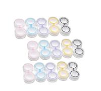FONDOTIN 15PCS Lens Case Storage Set Leak Double Box Holder for Contacts Portable Organizer Purple Yellow Black for Travel and Outdoor Use