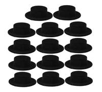 FONDOTIN 15pcs Miniature Top Hats for Crafts DIY Doll Decoration Flocked Black Medium Tiny Hats for Handicraft Christmas Halloween Home Decor Accessories