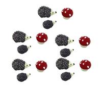 FONDOTIN 15Pcs Resin Hedgehog Miniature Succulent Ornaments for Garden and Fairy Landscape Decoration Indoor Outdoor Resin Figurines for Terrarium Plant Pot Dollhouse Shadow Box Scenes