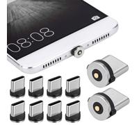 FONDOTIN 15pcs USB Magnetic Adapter Type C 360 Degree Rotating Aluminum 3a | Phone Charging Head, Automatic Adsorption and One-handed Connect, Silver Finish for Home Car Charging Random Color