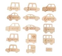 FONDOTIN 15pcs Wooden Milestone Cards Monthly Photo Props for Newborns Shower Decorations for First Year Memory Keepsake and Growth Commemoration