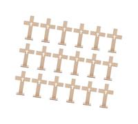 FONDOTIN 18pcs Unfinished Handmade Wooden Cross Decor for Baptism Favors Religious Celebrations Small Standing Tabletop Art Signs Spiritual Decorations for Church Home
