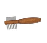 FONDOTIN 1Pc Portable Wooden Handle Pet Comb Double Rows Grooming Brush for Dogs Cats Hair Remover Gentle Skin for Untangling Knots Healthy Growth