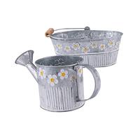 FONDOTIN 1set Antique Iron Bucket Vintage Flower Pot for Home Decor Gardening Bucket with Floral Pattern for Planting and Decoration