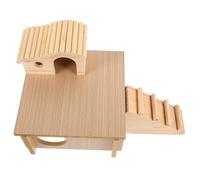 FONDOTIN 1set Wooden Hamster Hideout House Climbing Ladder Safe Natural for Pets for Sleeping Playing and Hiding Cozy Environment