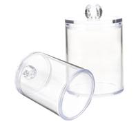 FONDOTIN 2 Pcs Acrylic Cotton Swab and Pad Holder Transparent Storage Container for Bathroom Vanity Organizer Keeps Cotton Balls and Swabs Neat and Visible