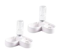 FONDOTIN 2 Pcs Corner Shape Pet Double Feeder with Automatic Water Dispenser Thickened Anti-dust PP Material Smooth Round Design for Cats and Small to Medium Dogs