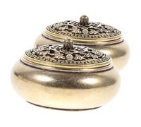 FONDOTIN 2 Pcs Mini Brass Incense Burner Vintage Censer for Desktop Decor Aromatherapy Relaxation with Retro Design