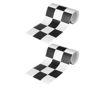 FONDOTIN 2 Rolls Adhesive Checkered Wall Tile Borders PVC Bulletin Board Trim for Classroom Home Office Kitchen Bathroom Decoration