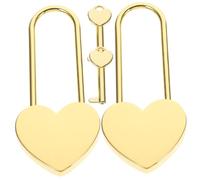 FONDOTIN 2 Sets Heart Shape Mini Padlock with Keys Travel Bag Locks for Suitcase Diary Jewelry Box Security Classic Small Love Lock for Couples Decorative and Easy to Use