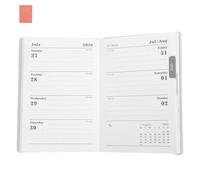 FONDOTIN 2026 A7 Small Daily Planner Notebook Portable Pocket Notepad English Stripe Cover Pink Compact Organizer for Travel Business and Student Scheduling