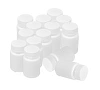 FONDOTIN 20pcs 50ml White Sample Bottles with Screw Cap Airtight Pill Containers for Fish Oil Vitamins and Drugs Refillable Storage for Home and Travel