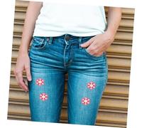 FONDOTIN 20Pcs Adhesive Snowflake Patches for Clothing Durable Embroidered Winter Appliques Red White DIY Decorative Badges for Hats Bags
