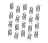 FONDOTIN 20pcs Antique Silver Insect Charms Vintage Alloy Cicada Pendants for Jewelry Making DIY Necklace Bracelet Craft Supplies for Nature Lovers