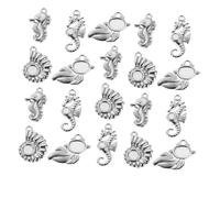 FONDOTIN 20pcs DIY Craft Charm Pendants Conch Jewelry Seashell Jewelry Charm Pendants for Metal Seahorse Ocean Bracelet Antique Marine Animal Conch Silver