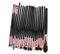 FONDOTIN 20Pcs Makeup Brush with Soft Wooden Handles Cosmetics Foundation and Eye Makeup Brushes Portable Rose Gold Eyebrow for Precise Application