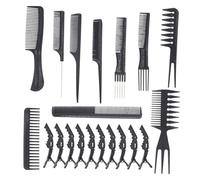 FONDOTIN 20PCS Men’s Multi-functional Hair Styling Comb Kit Wide Tooth and Rat Tail Plastic Combs and Haircut Clips for Salon and Home Hairdressing