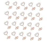 FONDOTIN 20Pcs Metal Table Number Holders with Heart-Shaped Base Rose Gold Wedding Place Card Holders for Photo Display and Memo Clips Portable Metal Card Stands for Party Centerpieces and