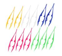 FONDOTIN 20pcs Plastic Craft Tweezers Lightweight DIY Bead Picker Tools for Fine Motor Skill Development with Sturdy Non-deforming Flat Head in Mixed Colors
