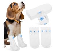 FONDOTIN 20pcs Small Dog Booties Disposable Paw Protectors with Coating and Bandage for Paw Injury Outdoor Foot Covers for Small Breeds S