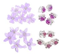 FONDOTIN 20pcs Small Flower Hair Clips Retro Floral Mini Barrettes with Rhinestones for Bangs and Braids Cute Purple Claw Clips for Women Daily and Party Hairstyles