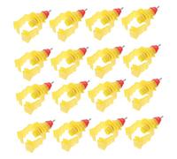 FONDOTIN 20pcs Spring Clip Chicken Water Feeder Automatic Poultry Drinker for Chickens Ducks Quails Durable Yellow Screw Style Waterer for Buckets and Poultry Housing Random Color