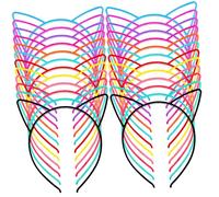 FONDOTIN 24pcs Cat Ear Headbands Plastic Hairbands for Women Charming Costume Accessories for Parties Cosplay Stage Performances Sweet Visual Effect Colors