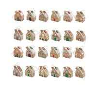 FONDOTIN 24pcs Christmas Advent Calendar Boxes Reusable White Cardstock House Shaped Candy Favor Boxes with Classic Festive Designs Easy Assembly Holiday Countdown Gift Packaging for Party