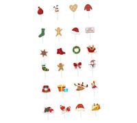 FONDOTIN 24Pcs Christmas Cupcake Toppers Set Xmas Cake Decoration Picks with Merry Christmas Reindeer and Snowman Designs Food Safe Cupcake Flags for Holiday Party Decor