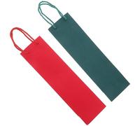 FONDOTIN 24pcs Christmas Wine Bottle Carrier Paper Bags with Handles Red Green Single Bottle Pouches for Beer Wine Sparkling Water Holiday Party Totes Fit for Festive Celebrations