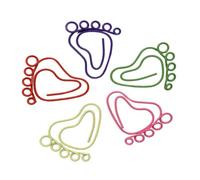 FONDOTIN 24Pcs Cute Little Feet Shaped Paper Clips Creative Photo Clips Strong Metal Note Holders for Office School Party Supplies Random Color
