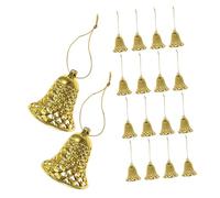 FONDOTIN 24pcs Mini Jingle Bell Pendants Vintage Rustic Christmas Ornaments Small Liberty Bells for DIY Wind Chimes Tree Decorations Wedding Party Golden
