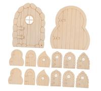 FONDOTIN 24pcs Miniature Wooden Fairy Doors Natural Wood Texture Craft for Dollhouses Fairy Gardens Home Office Wedding Party Decoration Easy No Tool Installation Whimsical Magical Tiny