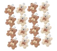 FONDOTIN 24pcs Resin Bear Charms with Bow DIY Jewelry Making Pendants for Necklace Bracelet Earrings Keychain Craft Supplies Cute Milk Tea Color Small Bear Hanging Ornaments for Birthday