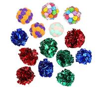 FONDOTIN 25Pcs Plush Cat Interactive Crinkle Balls Sound Ball for Indoor Cats Plush Balls for Kittens Keeps Cats Entertained and Active