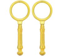 FONDOTIN 2pcs 10x Magnification Handheld Magnifier with Gold Handle for Jewelry Repair and Gemstone Inspection, Portable Mini Loupe for Watchmakers and Detailed Craft Work