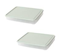 FONDOTIN 2pcs 24-Compartment Stackable Egg Storage Box with Lid, Green Fresh-Keeping Egg Tray Container for Refrigerator Kitchen Use